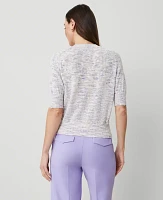 Ann Taylor Petite Textured Wedge Sweater Pink/Blue Combo Women's