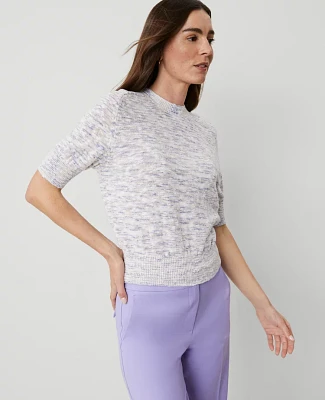 Ann Taylor Petite Textured Wedge Sweater Pink/Blue Combo Women's