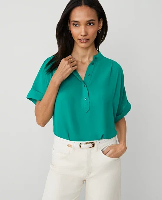 Ann Taylor Petite Mock Neck Popover Top Shady Glade Women's