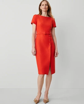 Ann Taylor Petite Tweed Short Sleeve Sheath Dress Grenadine Punch Women's