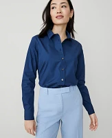 Ann Taylor Petite Relaxed Perfect Shirt Size 2XS Calm Shores Women's
