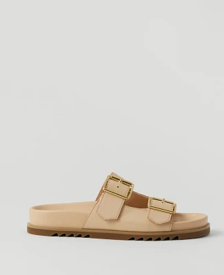 Ann Taylor Weekend Collection Double Buckle Leather Sport Sandals Sands Edge Women's