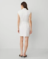 Ann Taylor Petite Striped Lapel Sheath Dress Dusty Ivory Melange Women's