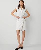Ann Taylor Petite Striped Lapel Sheath Dress Dusty Ivory Melange Women's