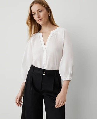 Ann Taylor Petite Weekend Collection Raglan Popover Top White Women's