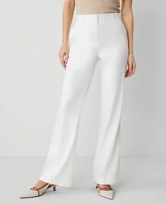 Ann Taylor The Trouser Pant Herringbone Linen Blend — Curvy Fit White Women's