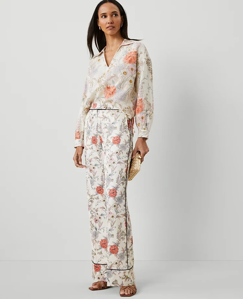 Ann Taylor The Petite Trouser Pant in Floral Size 14 Winter White Women's