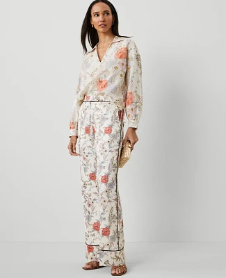Ann Taylor The Petite Trouser Pant in Floral Size 14 Winter White Women's