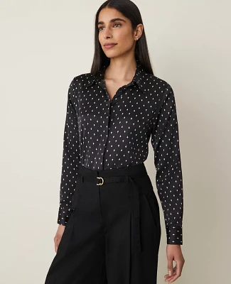 Ann Taylor Petite Dotted Essential Shirt Size 2XS Black Women's