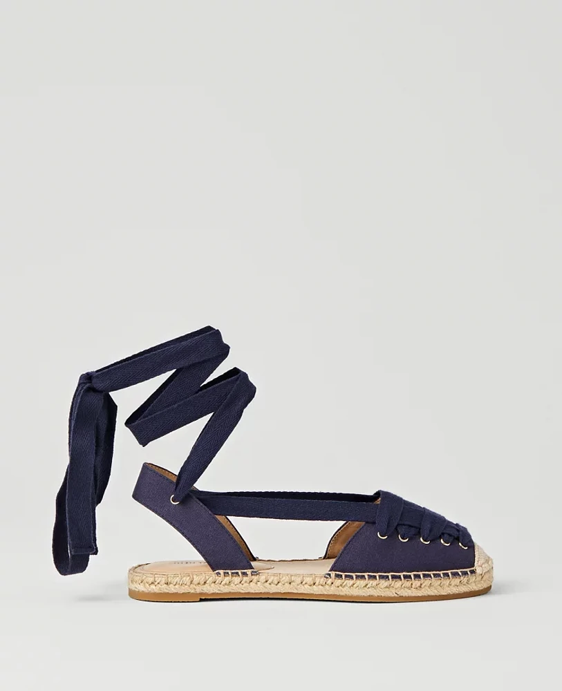 Ann Taylor Weekend Collection Lace-Up Espadrille Flats Women's