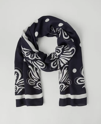 Ann Taylor Floral Scarf Night Sky Women's