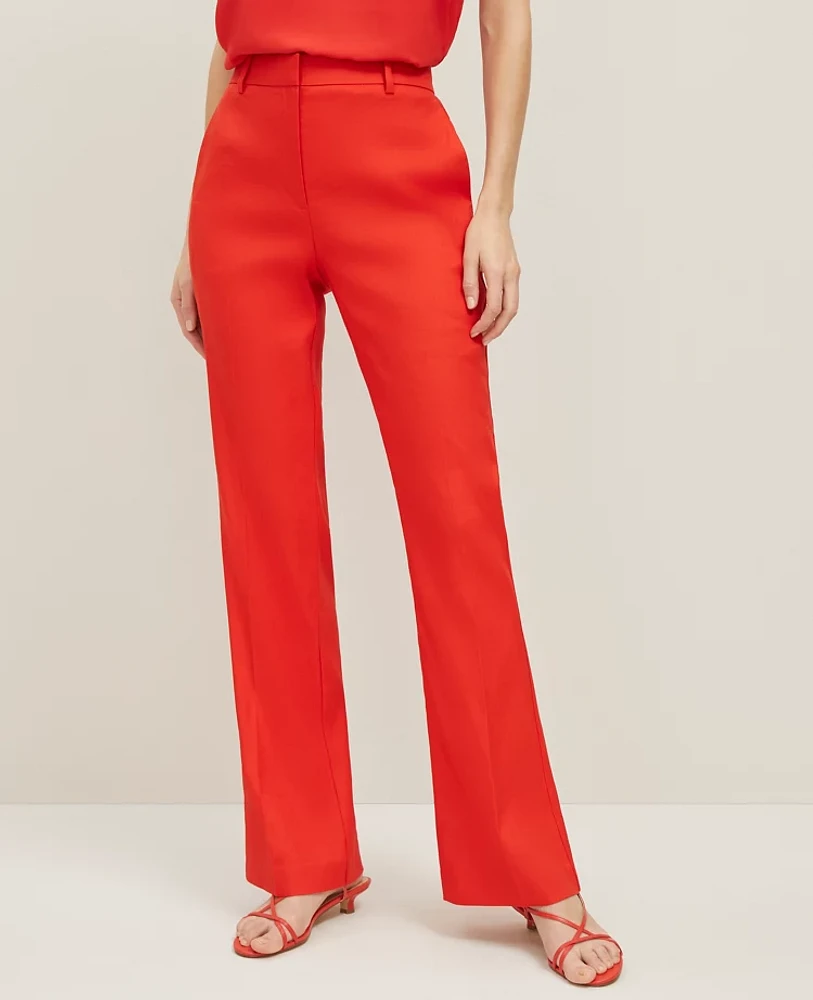 Ann Taylor The Petite Trouser Pant Linen Blend — Curvy Fit Fiery Red Women's