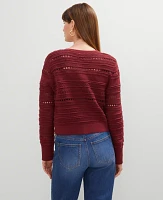 Ann Taylor Petite Pointelle Textured Cardigan Moroccan Red Women's