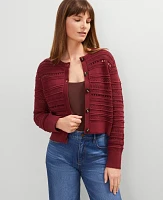 Ann Taylor Petite Pointelle Textured Cardigan Moroccan Red Women's