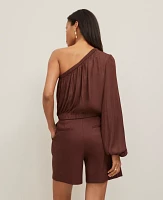 Ann Taylor One-Shoulder Blouse Rich Walnut Women's