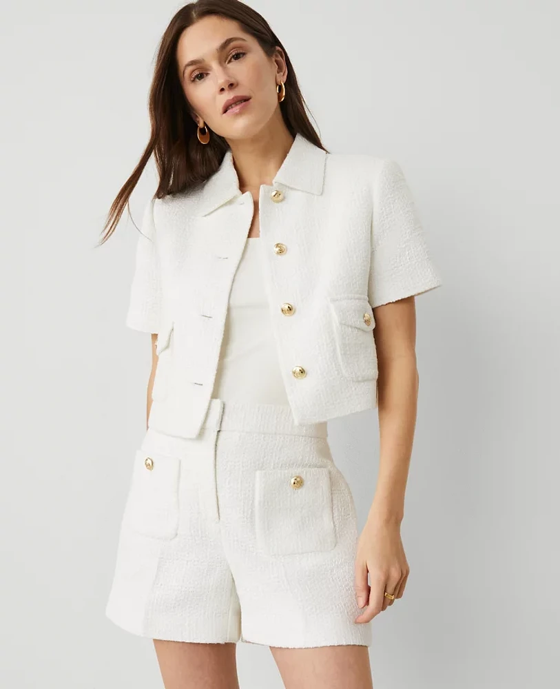 Ann Taylor Petite Tailored Tweed Jacket White Women's
