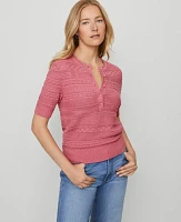 Ann Taylor Weekend Collection Scalloped Henley Sweater Women's