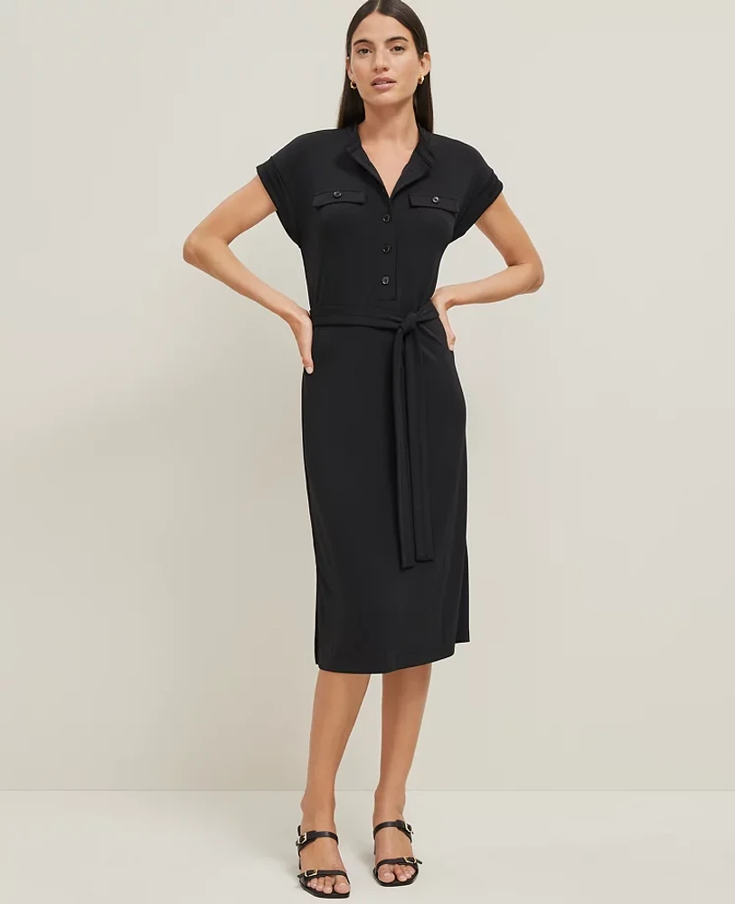Ann Taylor Belted Knit Shirtdress Women's
