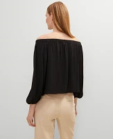 Ann Taylor Gathered Off The Shoulder Top Black Women's