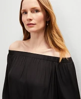 Ann Taylor Gathered Off The Shoulder Top Black Women's