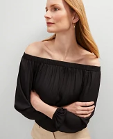 Ann Taylor Gathered Off The Shoulder Top Black Women's
