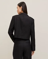 Ann Taylor The Cropped Blazer Linen Blend Black Women's