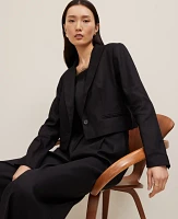Ann Taylor The Cropped Blazer Linen Blend Black Women's