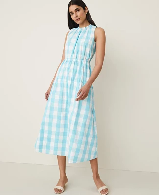 Ann Taylor Petite Plaid Flare Midi Dress Sea Isle Women's