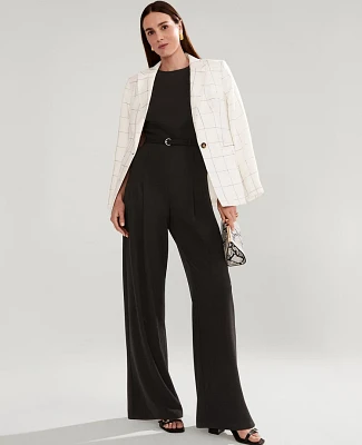 Ann Taylor Petite Belted Crew Neck Jumpsuit Size 0 Black Women's