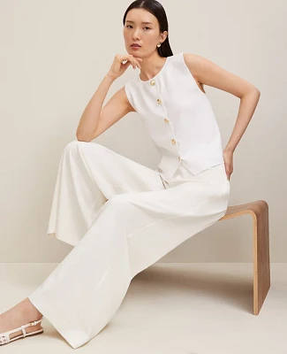 Ann Taylor The Petite Statement Palazzo Pant Melange Winter White Women's