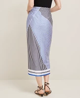 Ann Taylor Petite Striped Satin Sarong Skirt Night Sky Women's