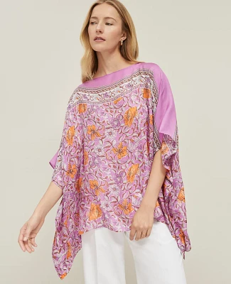 Ann Taylor Floral Poncho Winter White Women's