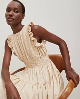 Ann Taylor Petite Petaled Ruffle Midi Dress Sands Edge Women's