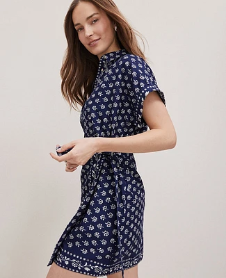 Ann Taylor Petite Weekend Collection Petaled Wrap Shirtdress Size 10 Blue Women's