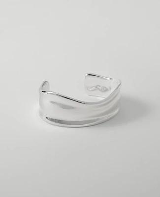 Ann Taylor Wavy Textured Metal Cuff Bracelet Silvertone Women's