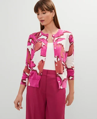 Ann Taylor Floral Cardigan Rose Violet Women's