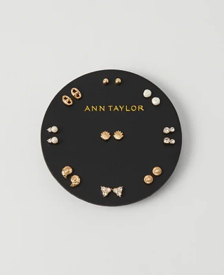 Ann Taylor Pearlized Shell Stud Earring Set Goldtone Women's