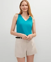 Ann Taylor V-Neck Shell Top Aegean Teal Women's