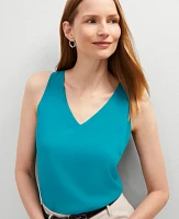 Ann Taylor V-Neck Shell Top Aegean Teal Women's
