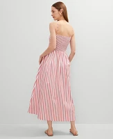 Ann Taylor Striped Maxi Flare Dress Burnt Mauve Women's