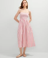 Ann Taylor Striped Maxi Flare Dress Burnt Mauve Women's