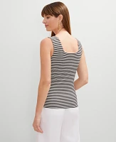 Ann Taylor Striped Square Neck Tank Top Black Women's