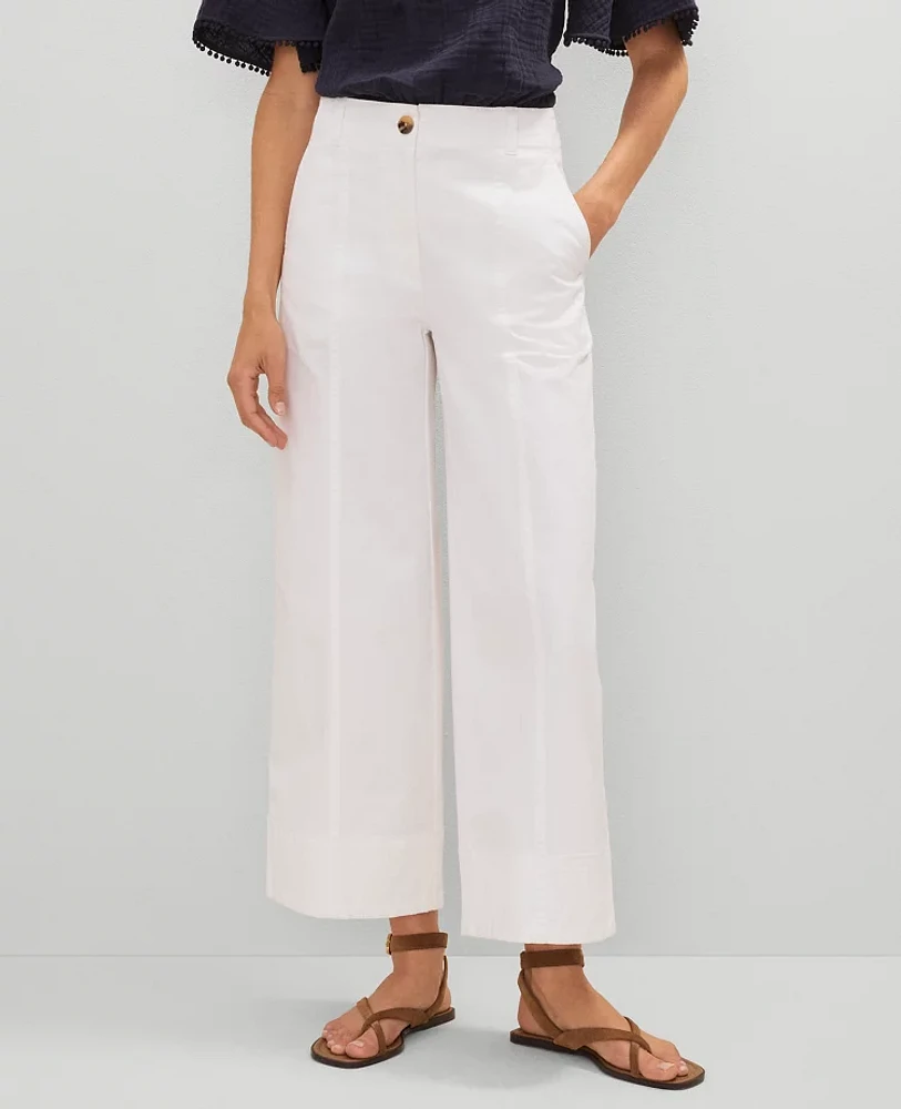 Ann Taylor Petite Weekend Collection Wide-Leg Ankle Pant Size 6 White Women's