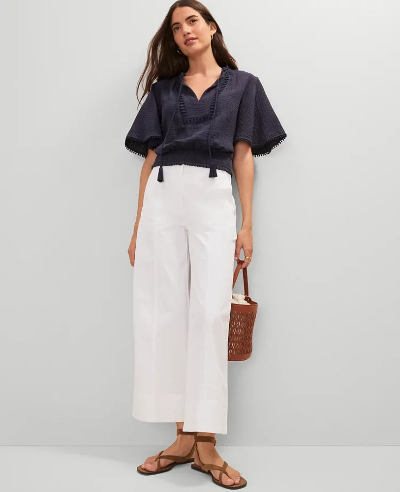 Ann Taylor Petite Weekend Collection Wide-Leg Ankle Pant Size 6 White Women's