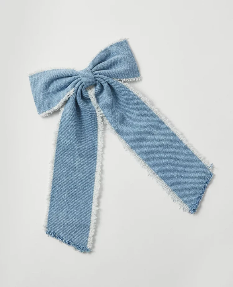 Ann Taylor Weekend Collection Denim Bow Barrette Soft Denim Blue Women's
