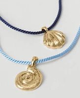 Ann Taylor Shell Corded Pendant Necklace Goldtone Women's