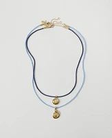 Ann Taylor Shell Corded Pendant Necklace Goldtone Women's