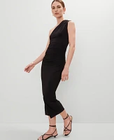 Ann Taylor Petite One Shoulder Shirred Midi Dress Women's