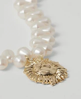 Ann Taylor Pearlized Sun Pendant Necklace Ivory Women's