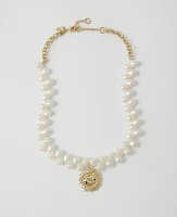 Ann Taylor Pearlized Sun Pendant Necklace Ivory Women's